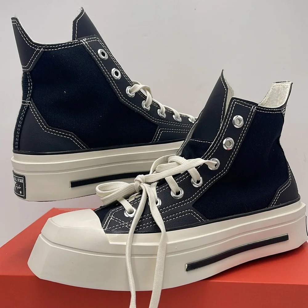 Converse WMNS Black High-Top Sneakers A06435C CHUCK 70 DE LUXE SQUARED HI BLACK/
